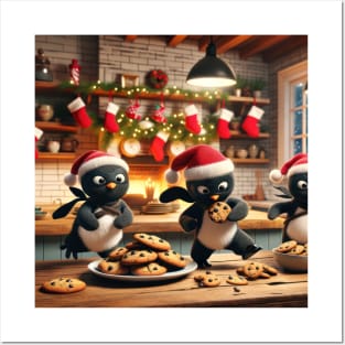 Christmas Ninja Cookie Snatcher Penguins Posters and Art